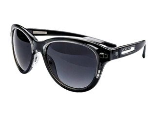 Glossy Black Cat-Eye Sunglasses with Reflections, Transparent Background