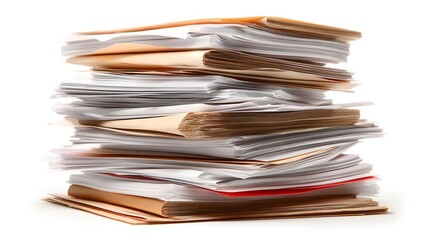 Professional Stack of Documents Isolated on White Background for Business Use