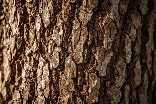 Fototapeta Close-up view of tree bark revealing complex natural patterns and hues