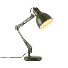 Articulated desk lamp with green metal finish articulated arm