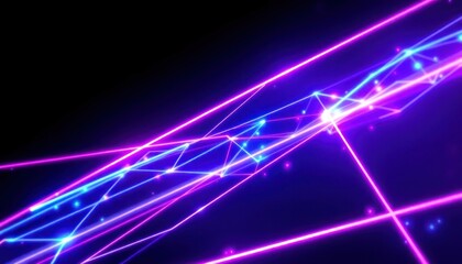 Abstract neon light trails illustrating digital data flow, network connectivity, and modern technology. Perfect for futuristic designs, business, or science concepts.