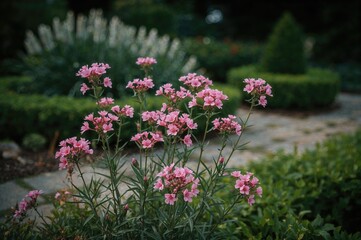 Fototapeta premium Sweet William flowers growing in a horticultural setting