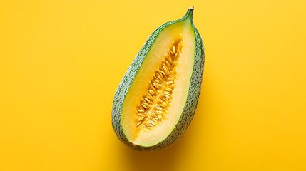 Bitter melon on yellow background