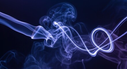 Ethereal smoke trails dance in the dark with a mystical glow