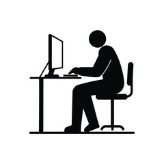 Vector of man working on computer