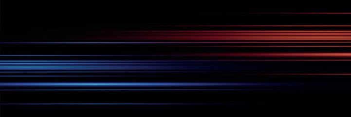 Speed lines light effect, glowing magic rays, abstract neon lines. Police or car lights in motion concept. Vector illustration.
