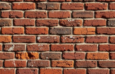 Red Brick Wall with Mortar Lines