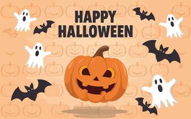 Flat Halloween background vector illustration