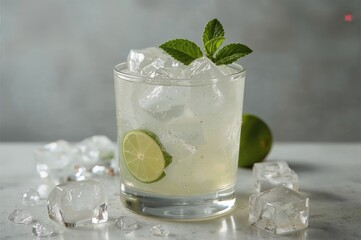 Fototapeta premium Refreshing gin and tonic drink, ideal for warm sunny weather