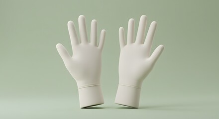 Pair of Surgical Gloves on Green Background