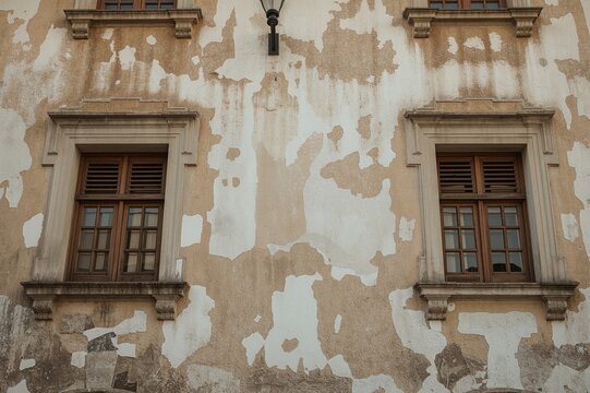 Detailed view of an ancient structure's vintage exterior under natural light