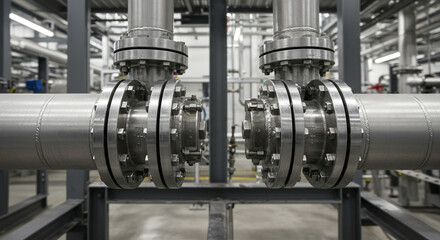 High-Pressure Valve and Flanged Pipe Assembly in Industrial Processing Facility