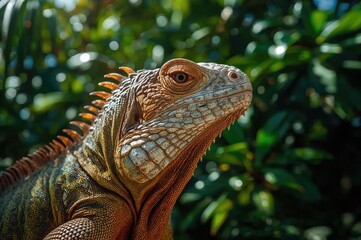 Fototapeta premium Close-up shot of a green iguana