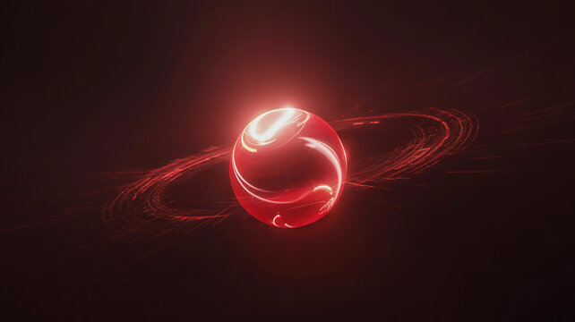 Captivating glowing red orb with ethereal light trails creates a dynamic, futuristic abstract. - Powered by Adobe