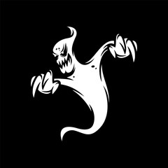 Spooky Specter's Silhouette: An ethereal, ghostly form emerges from the shadows, its spectral presence capturing the essence of Halloween fright.