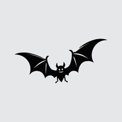 Dark Bat Silhouette: A minimalist silhouette of a bat against a muted backdrop. Depicting its extended wings, capturing its eerie nature, evoking a sense of mystery and intrigue.