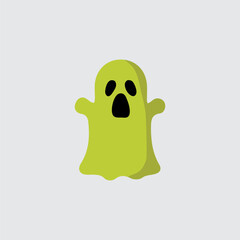 Spooky Green Ghost: A minimalist illustration of a cartoon ghost, rendered in shades of green, evokes a sense of playful spookiness, perfect for Halloween-themed projects and designs.