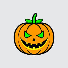 Smiling Pumpkin Emblem: This illustration showcases a cheerful, yet subtly menacing, smiling pumpkin emblem, perfect for evoking the spirit of Halloween. 