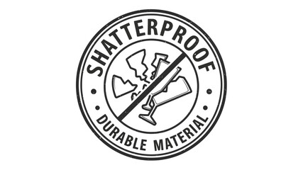 Shatterproof and Durable Material Protection Icon - Robust Product Safety and Resilience Symbol for Quality Assurance