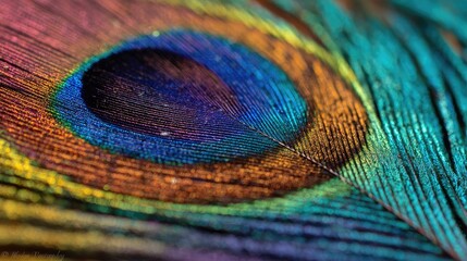 Fototapeta premium Close-up vibrant peacock feather