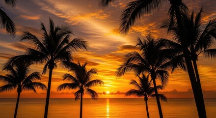 sunset on the tropical beach