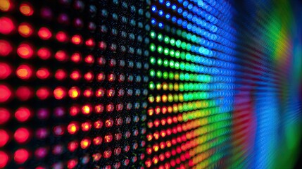 Close-up of a vibrant LED wall display