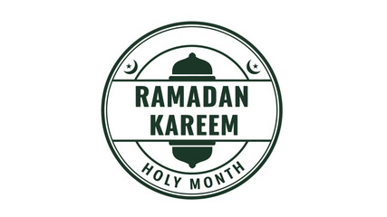 Classic circular badge design symbolizing the revered Islamic holy month of Ramadan, adorned with a traditional lantern and crescent moon symbols for cultural celebration