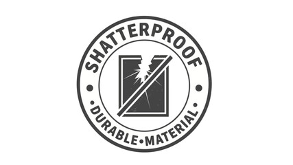 Circular icon symbolizing shatterproof and durable material, ideal for product labeling, safety feature indication, or protective coating representation