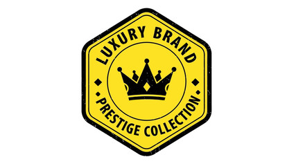 Obraz premium Sophisticated hexagonal badge with a regal crown design, representing a mark of distinction, premium quality, and exclusive status for high-end products and services
