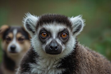 Obraz premium Detailed shot of a ring-tailed lemur's face