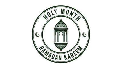 Elegant circular emblem featuring a traditional Islamic lantern, symbolizing the sacred month of Ramadan with 'Ramadan Kareem' greeting, perfect for festive designs and cultural celebrations