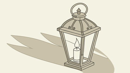 Old-fashioned lantern with lit candle and shadow vintage © Musa Visuals