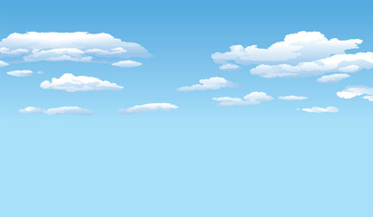 Bright Clear Blue Sky with White Fluffy Clouds