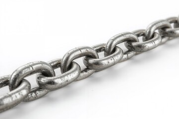 Obraz premium Detailed View of a Metal Chain on a White Background with Clipping Path