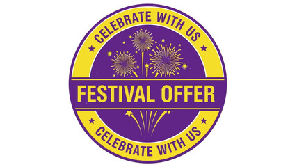 Eye-catching graphic emblem for a celebratory festival offer, featuring a burst of fireworks to convey excitement and promote special seasonal events and discounts