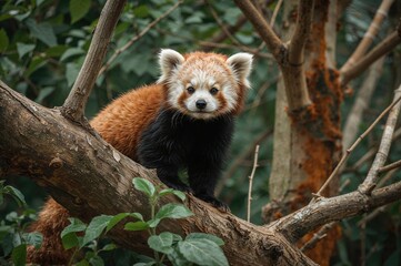 Naklejka premium Adorable Red Panda Residing in a Zoo Environment