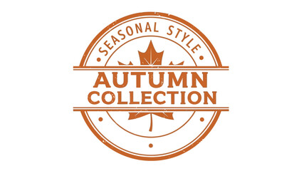 Obraz premium Artistic circular emblem illustration capturing the essence of the fall season, featuring a prominent maple leaf and a stylish, distressed vintage aesthetic for branding