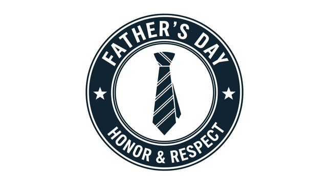 Elegant Monochromatic Father's Day Badge Illustration Featuring a Stylish Necktie, Symbolizing Deep Honor and Respect for Dads and Paternal Figures During Celebrations