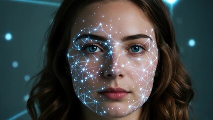 Face scan technology digital interface connection and artificial intelligence innovation - Powered by Adobe