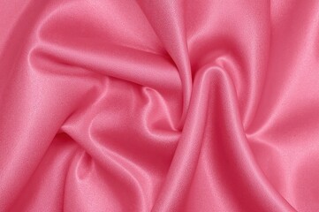 Obraz premium Elegant soft pink silk or satin fabric texture for a luxurious abstract backdrop. Opulent Valentine's Day themed design with patterns and romantic elements.