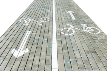 Bicycle path on white background. Road isolate for bicycle transport