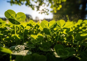 Obraz premium Clover leaves in sunlight