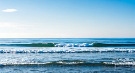 Fototapeta premium Ocean waves meet clear sky