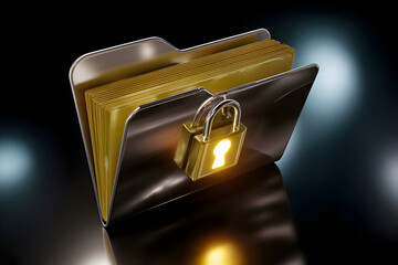 Data Security Concept Demonstrating a Locked Folder With Protected Files, Digital Privacy, Cybersecurity Essentials, and Encryption Importance