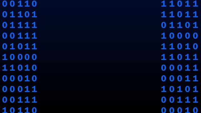 	
Binary Code on Black Digital Background. Rows of ones and zeros in a binary pattern create a digital data backdrop, symbolizing coding and information processing