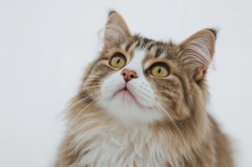 Obraz premium Adorable striped kitten gazing upwards