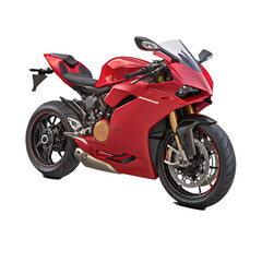 "Red Sports Motorcycle Isolated on Transparent Background"