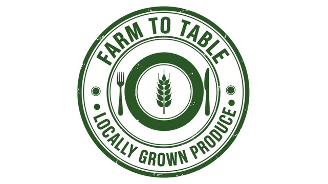 Artisanal Circular Farm to Table Emblem Promoting Locally Sourced Produce and Sustainable Gastronomy with Rustic Cutlery and Wheat Design