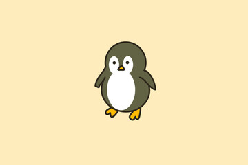 Adorable Cartoon Penguin Illustration on Beige Background
