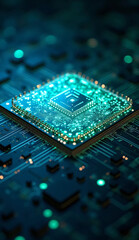 Fototapeta premium High Detail AI Quantum Processor with Neon Colors